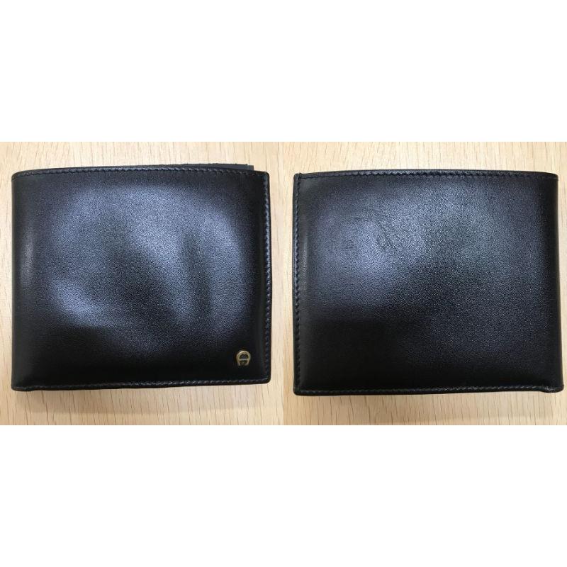 【AIGNER】黒 レザー 二つ折り財布 AIGNER（アイグナー） 二つ折り財布 ブラック レザー【F0701-004