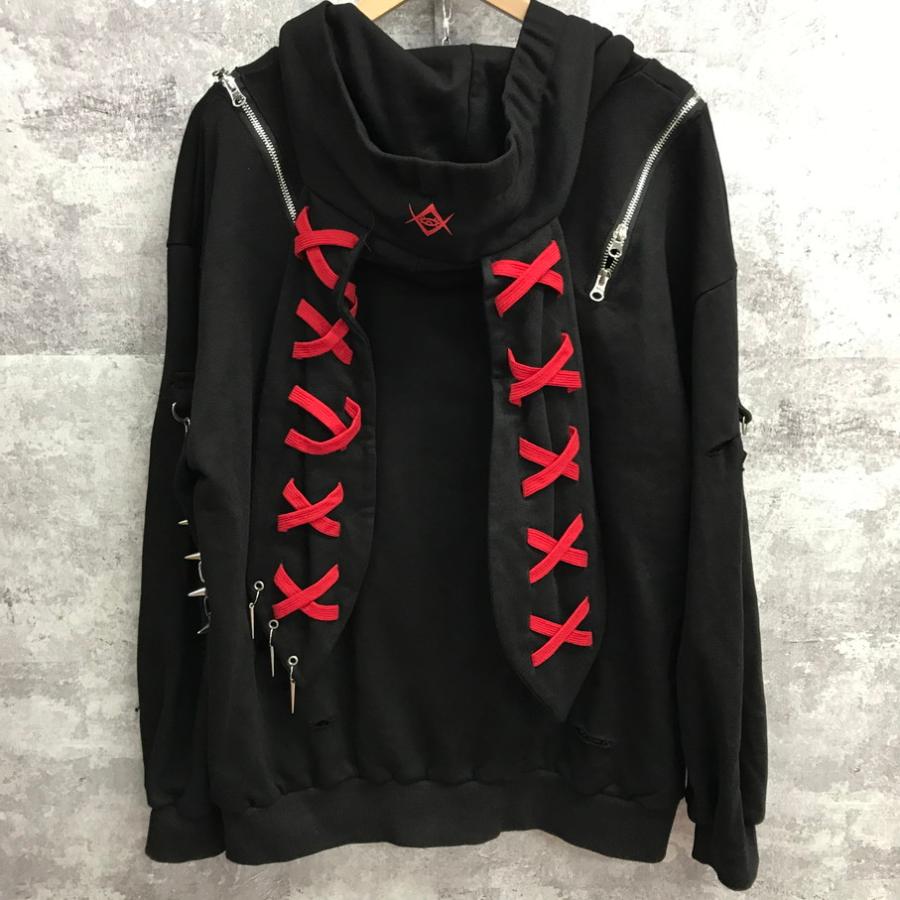 【最安値・未使用に近い】REFLEM レフレム うさ耳ZIPパーカーチェーン付き REFLEM レフレム うさ耳チェーン付きZIPパーカー RF-25-E23 ブラック