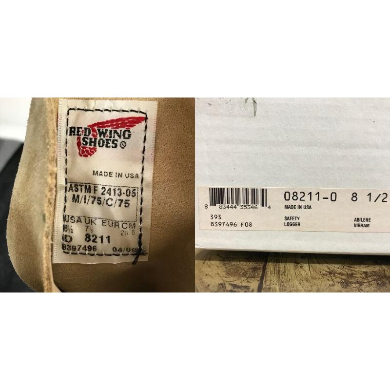 RED WING 8211 09年製 レッドウィング ロガーブーツ【F1032-004