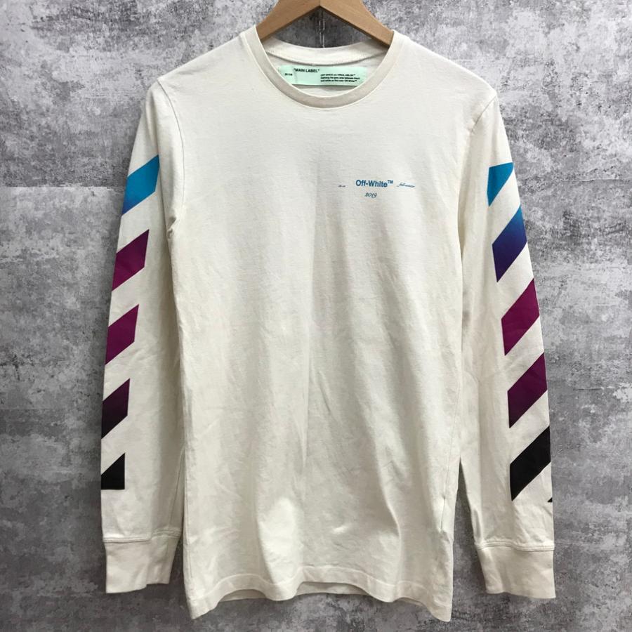 OFF-WHITE 18AW DIAG GRADIENT L/S TEE オフホワイト 長袖Tシャツ