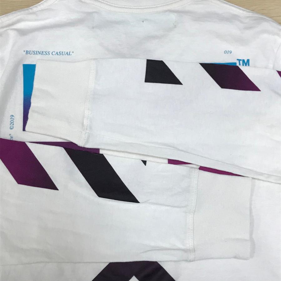 OFF-WHITE 18AW DIAG GRADIENT L/S TEE オフホワイト 長袖Tシャツ