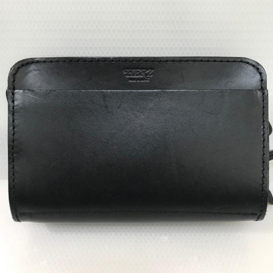 HERZ（ヘルツ） 持ち手付きセカンドバッグ ブラック ポーチ レザー 革