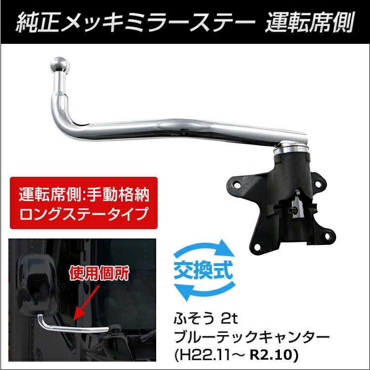 JET 純正タイプメッキミラーステー キャンター用 R【トラック用品 外装 