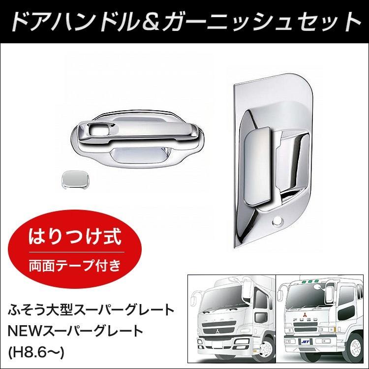 NEWドアハンドルガーニッシュ左右セットFUSO大型ジェットイノウエ 新品未使用 ジェットイノウエ JETドアハンドルメッキカバー ふそう大型