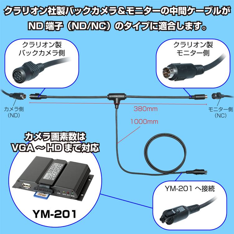 ジェットイノウエ YM-201用 他社製バックカメラ＆モニター接続コード