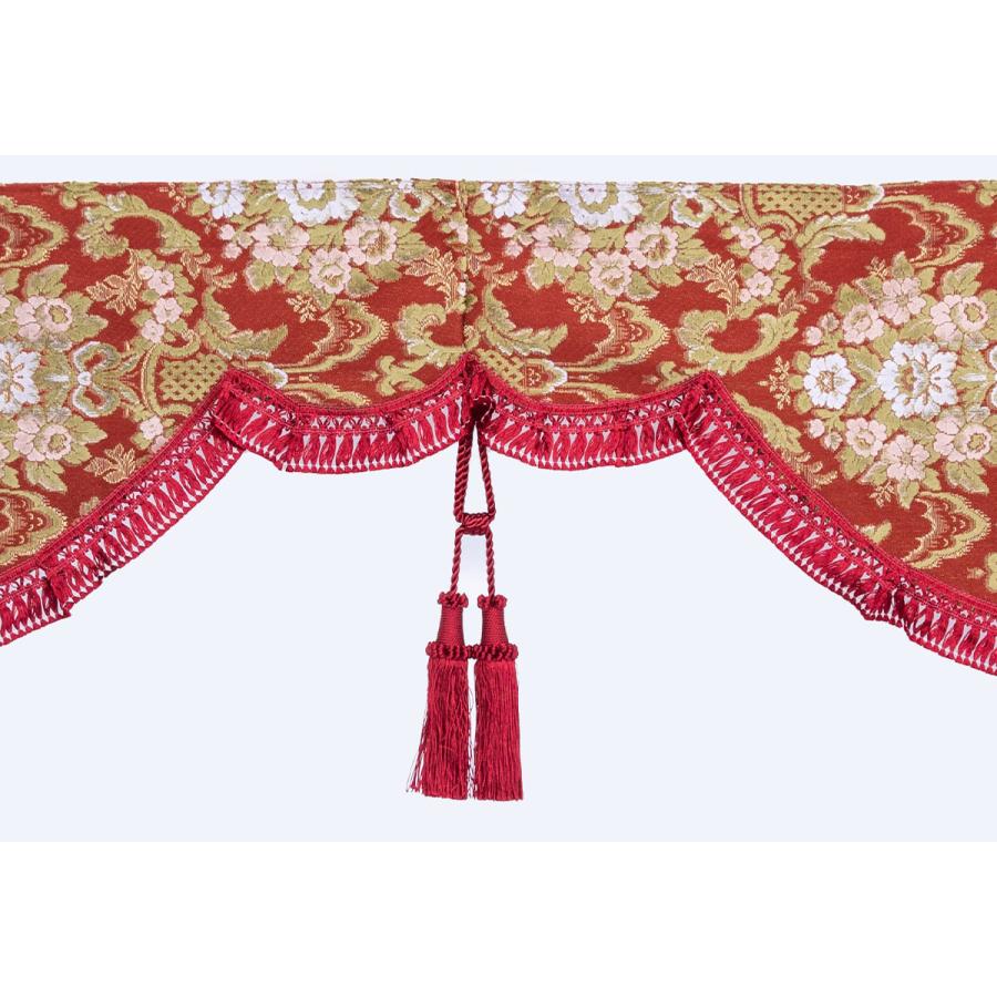 金華山 花籠 カーテン 赤 金華山 花籠 レッド 仮眠カーテン 裏生地無しタイプ トラックストップ