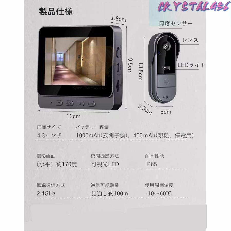 インターホン ワイヤレス 2.4/5 GHz WiFi ドアホン カメラ付き
