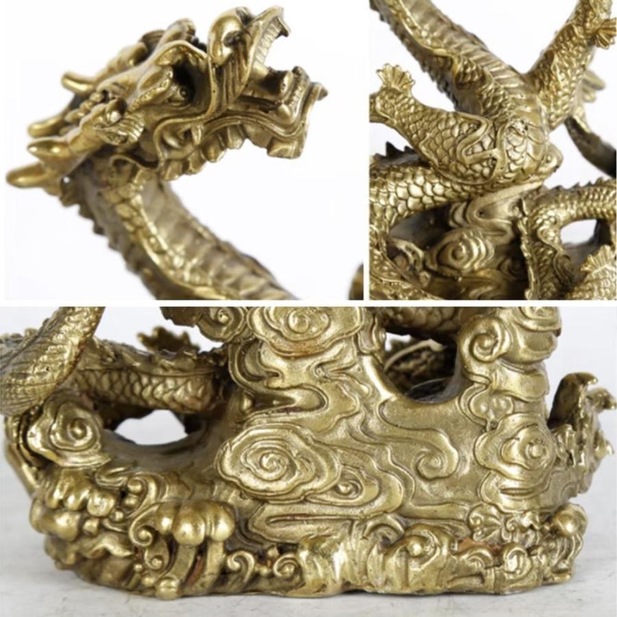 風水 置物 龍の置物 龍 ドラゴン 5本爪 右手に玉を持つ龍 金属工芸 銅製 Amazon.co.jp: 皇龍 五本爪の龍 風水置物 銅製 金メッキ 高さ