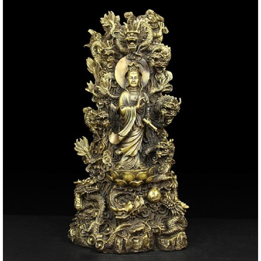 桧木精巧彫刻 九龍観音仏像置物 龍菩薩 家庭・寺院仏堂用装飾品 桧木精巧彫刻 九龍観音仏像置物 龍菩薩 家庭・寺院仏堂用装飾品