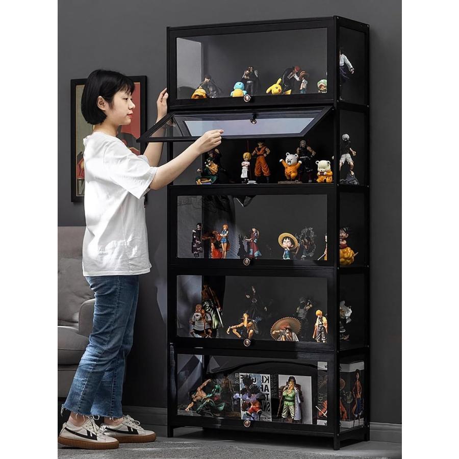 YU アクリルケース アクリル ショーケース 天然竹製コレクションケース フィギュア