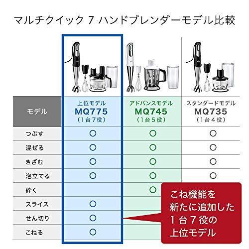 ブラウン ハンドブレンダー マルチクイック7 1台7役 つぶす・混ぜる・泡立てる・きざむ・スライス・せん切り・こねる 離乳食対応 ブラック/シルバー MQ775｜mandkl｜02