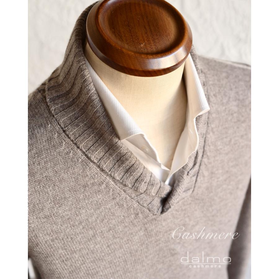 Dalmo Cashmere ダルモ カシミヤ ・カシミヤ ショールカラー プルオーバーニット ・art. Polo Pull ・col. Stradivari ブラウンベージュ ・イタリア製の画像