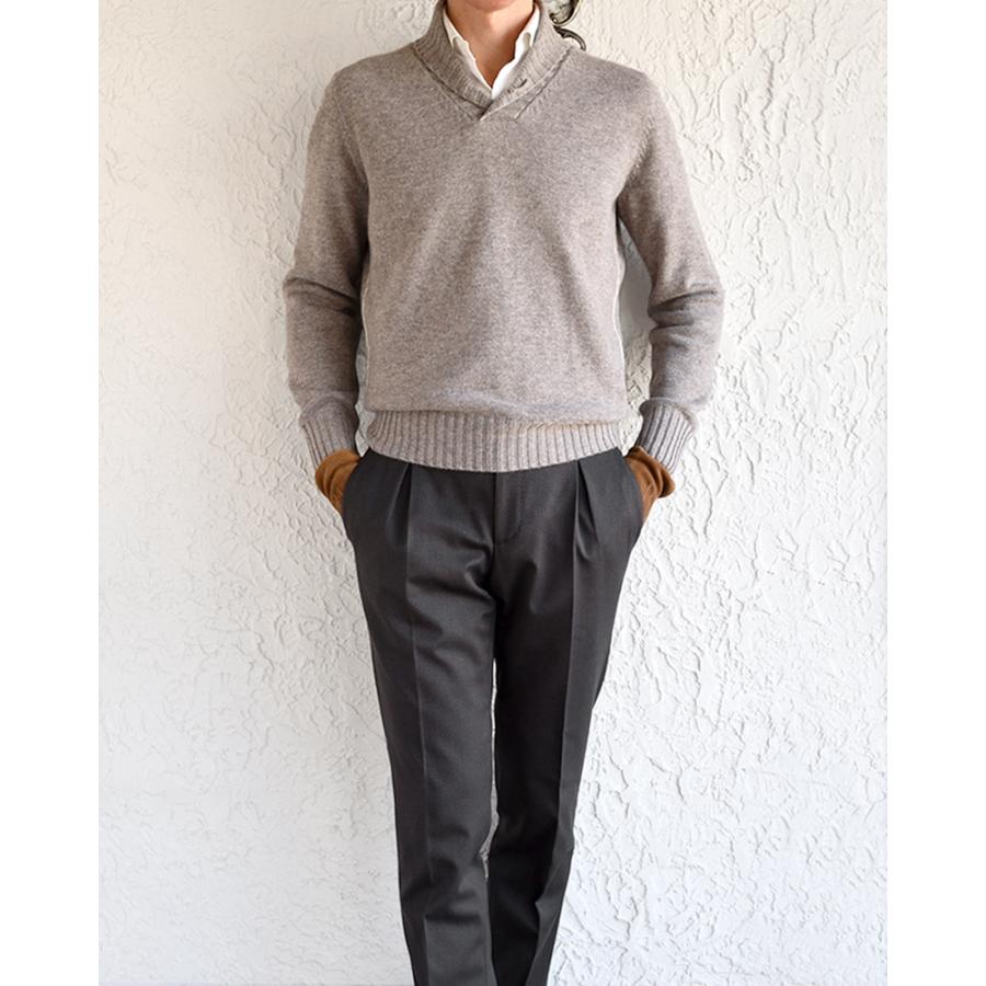 Dalmo Cashmere ダルモ カシミヤ ・カシミヤ ショールカラー プルオーバーニット ・art. Polo Pull ・col. Stradivari ブラウンベージュ ・イタリア製の画像