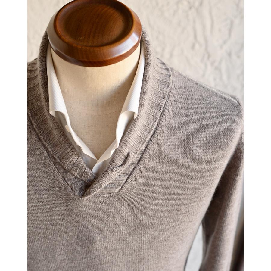 Dalmo Cashmere ダルモ カシミヤ ・カシミヤ ショールカラー プルオーバーニット ・art. Polo Pull ・col. Stradivari ブラウンベージュ ・イタリア製の画像