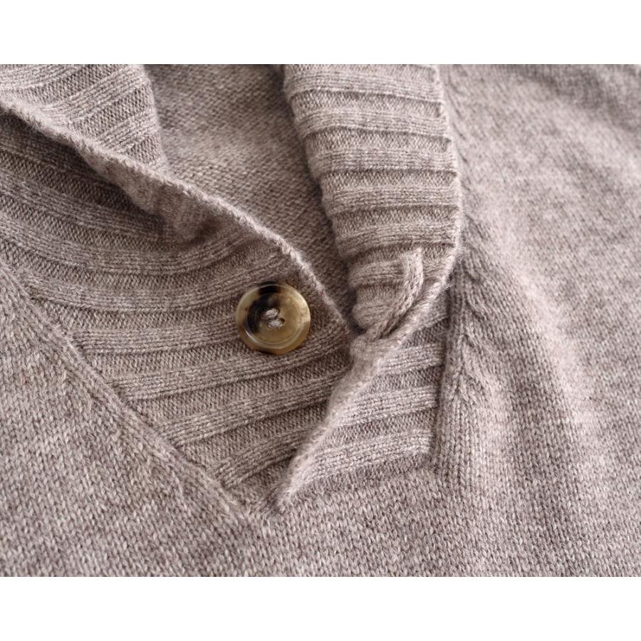 Dalmo Cashmere ダルモ カシミヤ ・カシミヤ ショールカラー プルオーバーニット ・art. Polo Pull ・col. Stradivari ブラウンベージュ ・イタリア製の画像