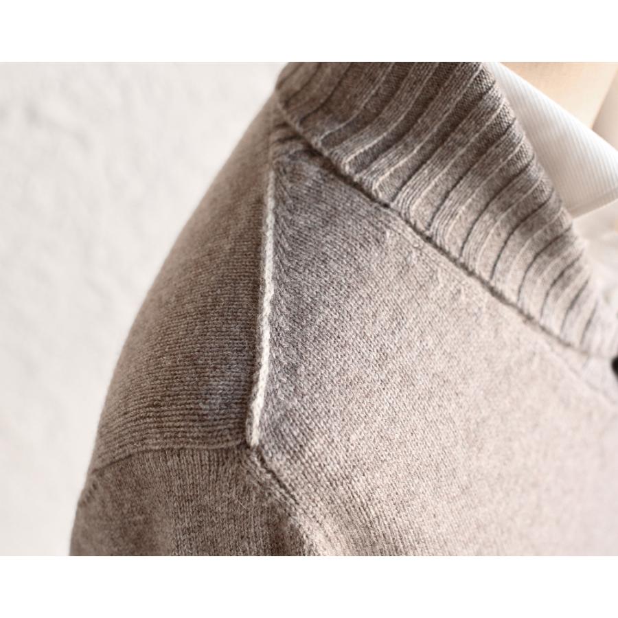 Dalmo Cashmere ダルモ カシミヤ ・カシミヤ ショールカラー プルオーバーニット ・art. Polo Pull ・col. Stradivari ブラウンベージュ ・イタリア製の画像
