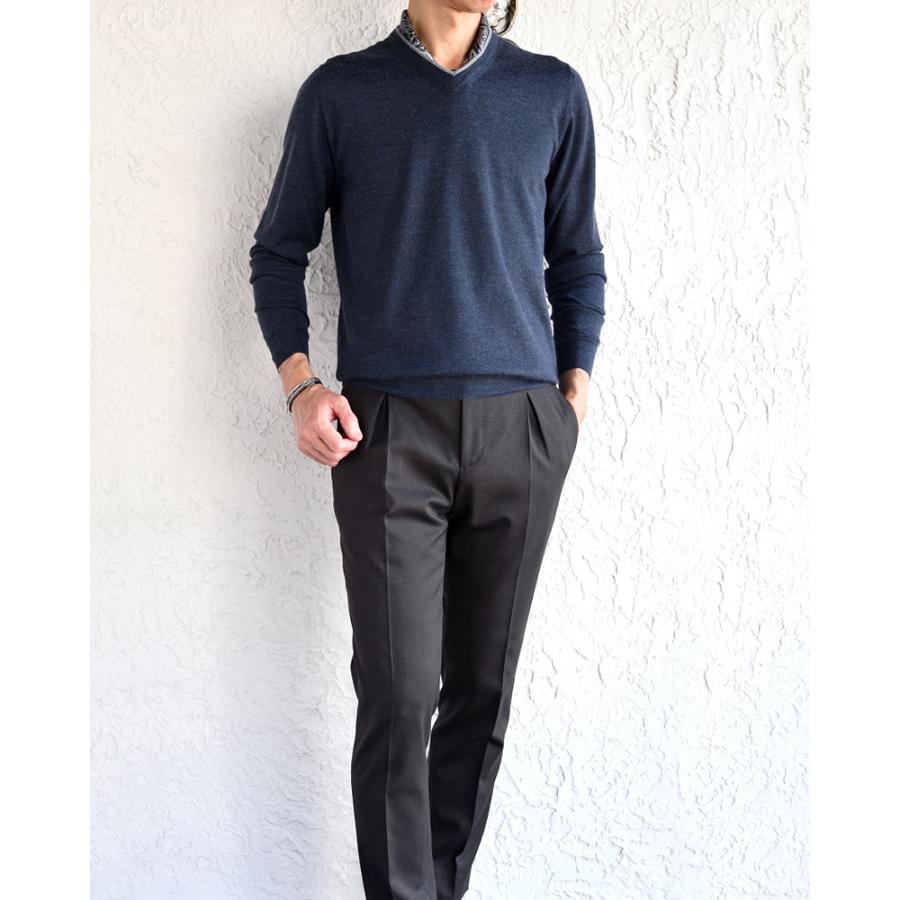 美品❣️FEDELI カシミヤシルク 薄手セーター 48サイズ FEDELI（フェデリ） フェデーリ / カシミヤシルク ラインVネックニット