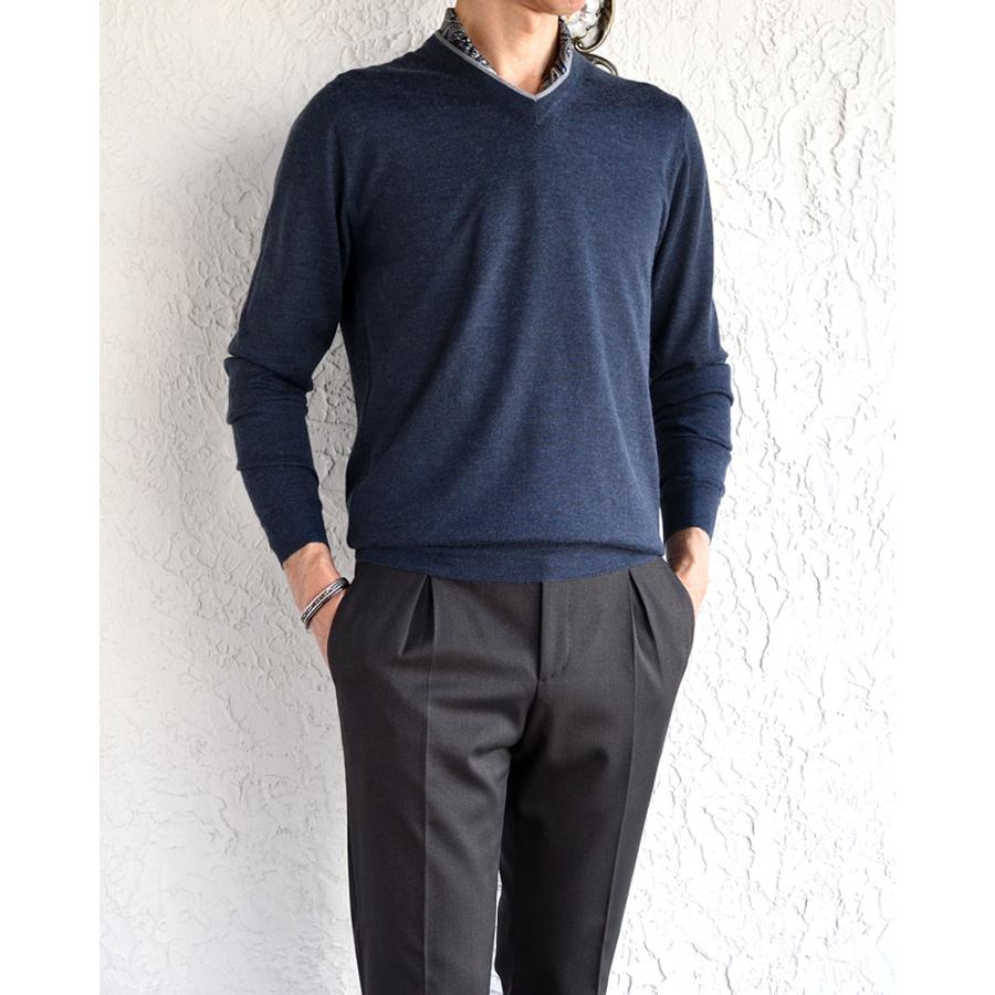 美品❣️FEDELI カシミヤシルク 薄手セーター 48サイズ FEDELI（フェデリ） フェデーリ / カシミヤシルク ラインVネックニット