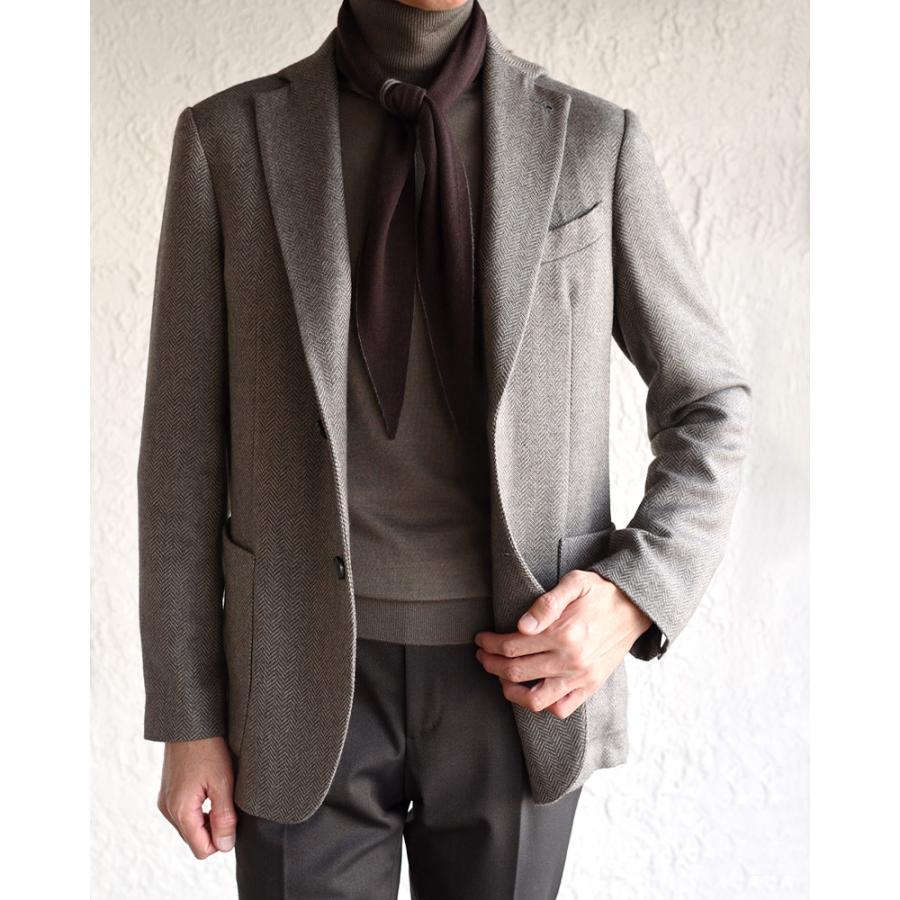 Finjack 現行 テーラードジャケット カシミヤ100% 44 ヘリンボーン Finjack フィンジャック ・PIACENZA カシミヤシルク ヘリンボーン
