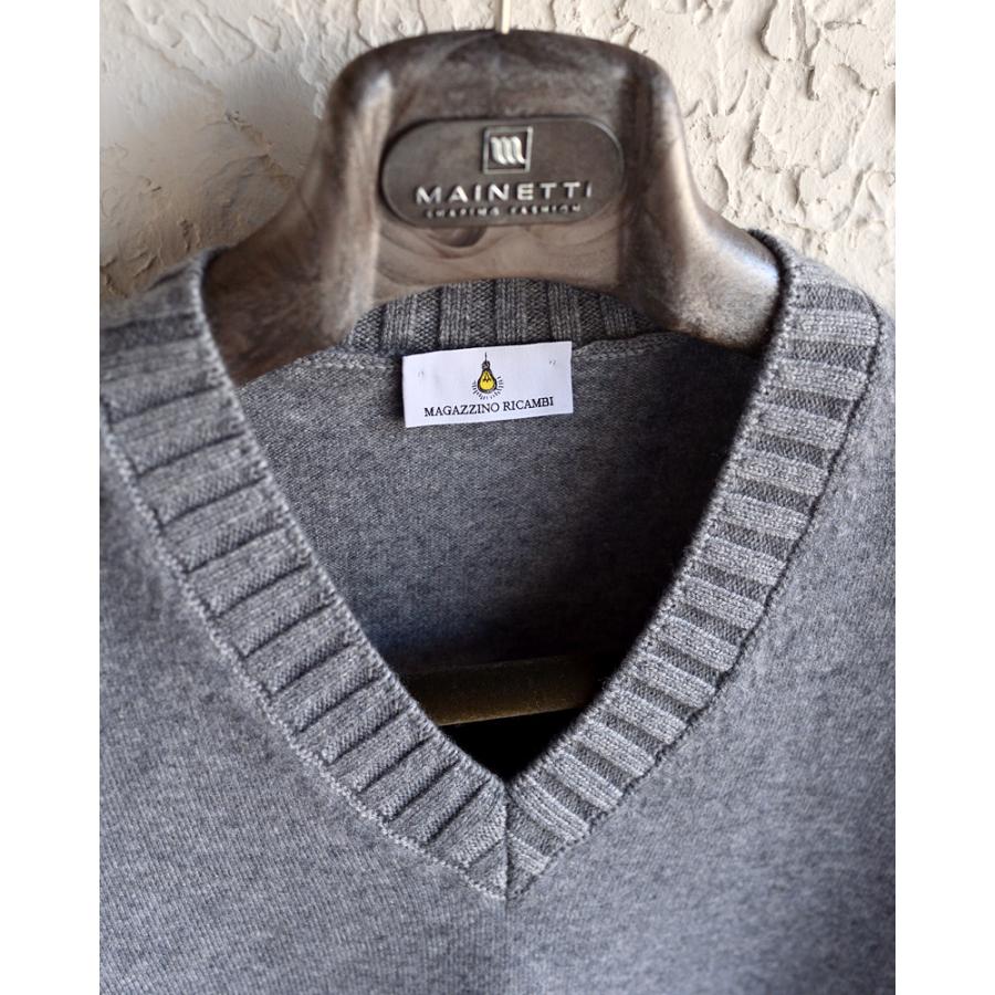 MAGAZZINO RICAMBI マガジーノ リカンビ ・カシミヤ フェルテッド Vネックニット ・art. 81 SCOLLO V FELTED ・col. Flanel ミディアムグレーの画像