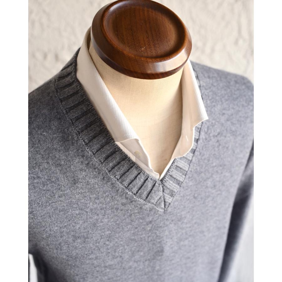 MAGAZZINO RICAMBI マガジーノ リカンビ ・カシミヤ フェルテッド Vネックニット ・art. 81 SCOLLO V FELTED ・col. Flanel ミディアムグレーの画像
