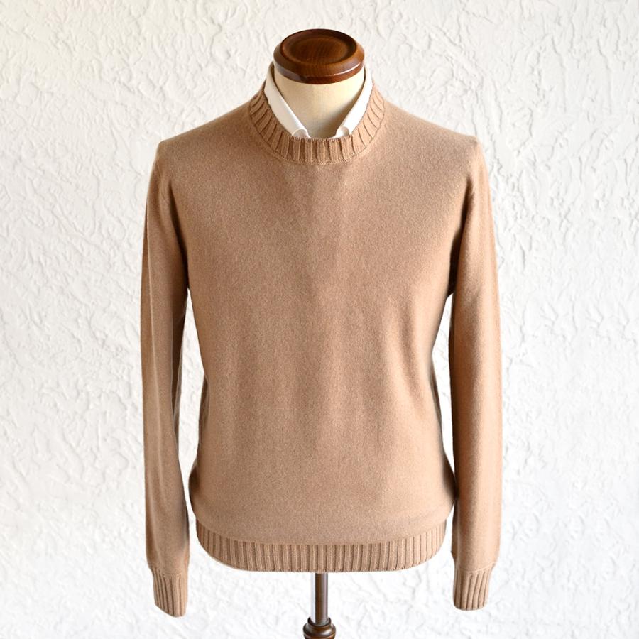 MAGAZZINO RICAMBI マガジーノ リカンビ ・カシミヤ フェルテッド クルーネックニット ・art. 81 GIROCOLLO FELTED ・col. CreamFudge ライトブラウンの画像