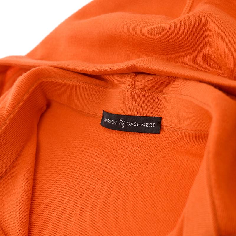 【 SALE 】Manrico Cashmere マンリコ カシミヤ / スーパーカシミヤ ジップアップニットパーカー ・アラシャンカシミヤ ・art. MS020 ・col. ORANGE オレンジの画像