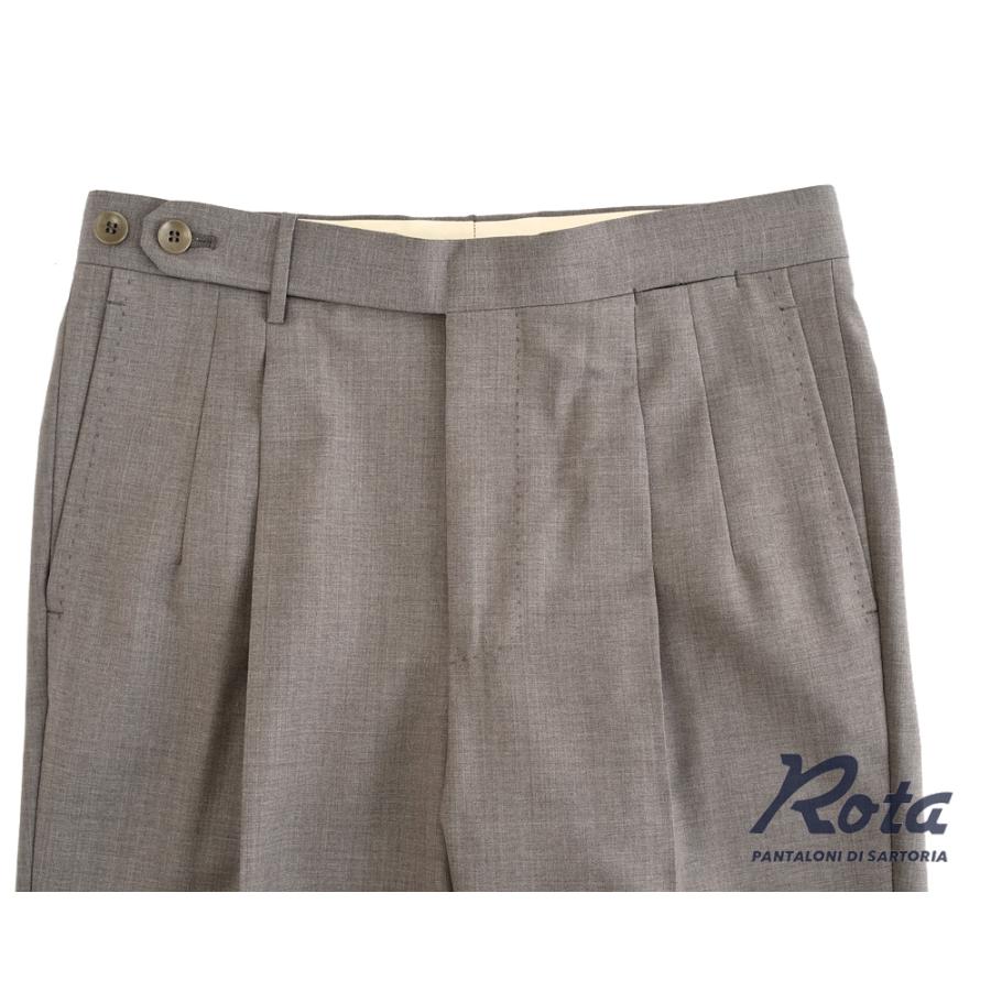 Rota ロータ ・2プリーツ ベルトレス サマーウールパンツ ・mod. FIRENZE / 2 / C ・col. GREY BEIGE グレージュ ・イタリア製の画像