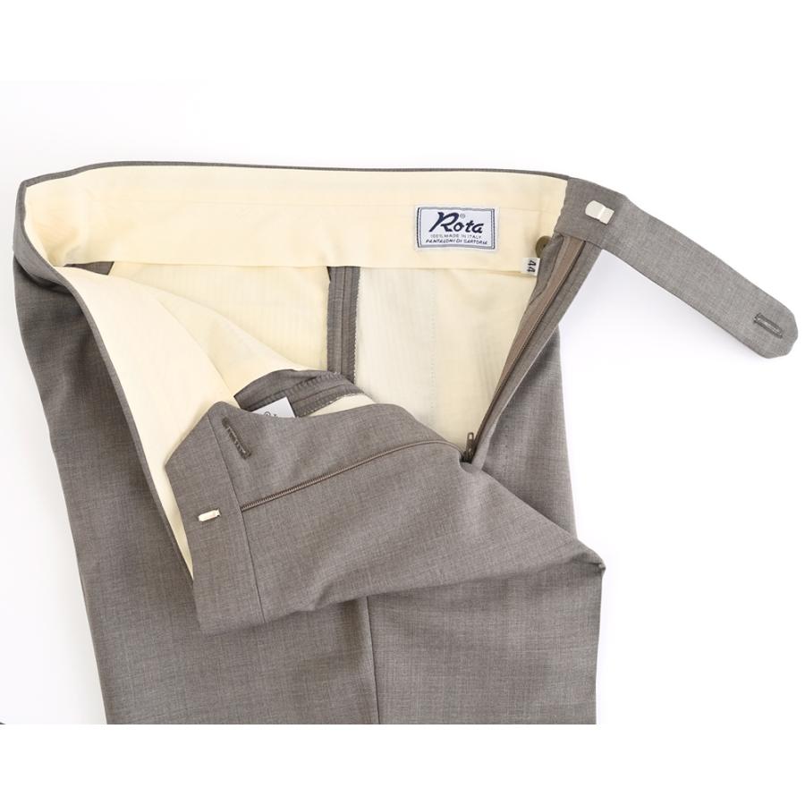 Rota ロータ ・2プリーツ ベルトレス サマーウールパンツ ・mod. FIRENZE / 2 / C ・col. GREY BEIGE グレージュ ・イタリア製の画像
