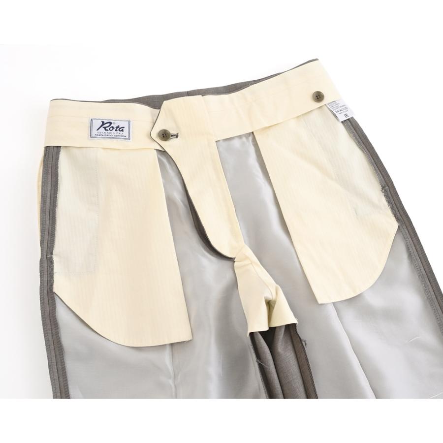 Rota ロータ ・2プリーツ ベルトレス サマーウールパンツ ・mod. FIRENZE / 2 / C ・col. GREY BEIGE グレージュ ・イタリア製の画像