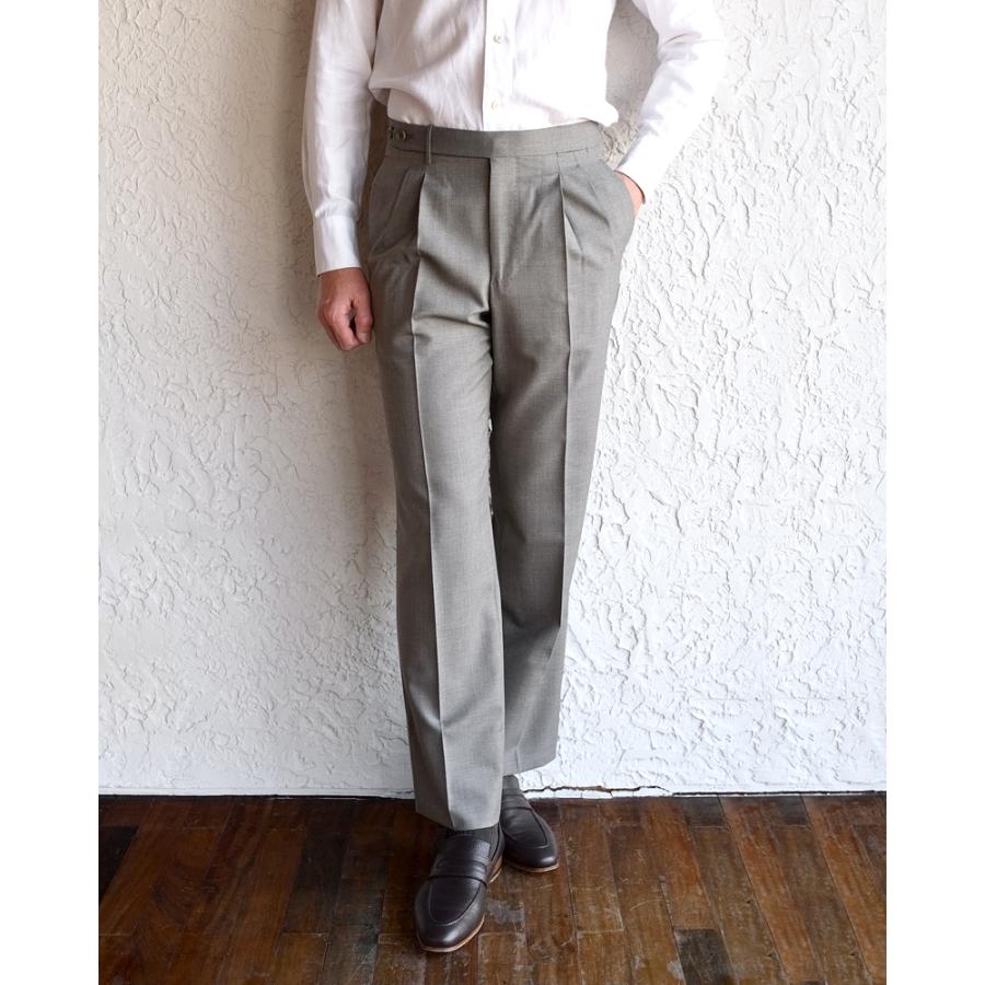 Rota ロータ ・2プリーツ ベルトレス サマーウールパンツ ・mod. FIRENZE / 2 / C ・col. GREY BEIGE グレージュ ・イタリア製の画像