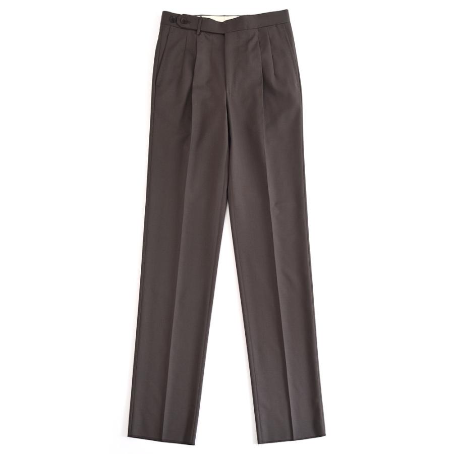 Rota ロータ ・2プリーツ ベルトレス サマーウールパンツ ・mod. FIRENZE / 2 / C ・col. DARK BROWN ダークブラウン ・イタリア製の画像