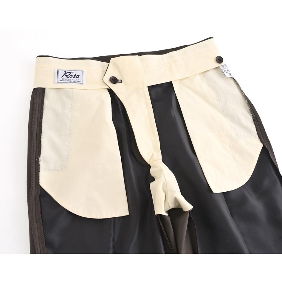 Rota ロータ ・2プリーツ ベルトレス サマーウールパンツ ・mod. FIRENZE / 2 / C ・col. DARK BROWN ダークブラウン ・イタリア製の画像