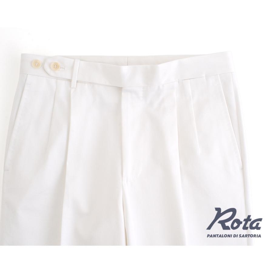 Rota ロータ ・2プリーツ ベルトレス コットンパンツ ・mod. FIRENZE / 2 / C ・col. BIANCO ビアンコ ・イタリア製の画像