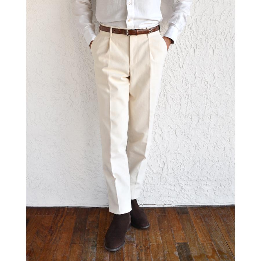 Rota ロータ ・1プリーツ ブラッシュドコットンツイルパンツ ・mod. TOKYO / 1 / 2 / C ・col. IVORY アイボリー ・イタリア製 ・秋冬の画像