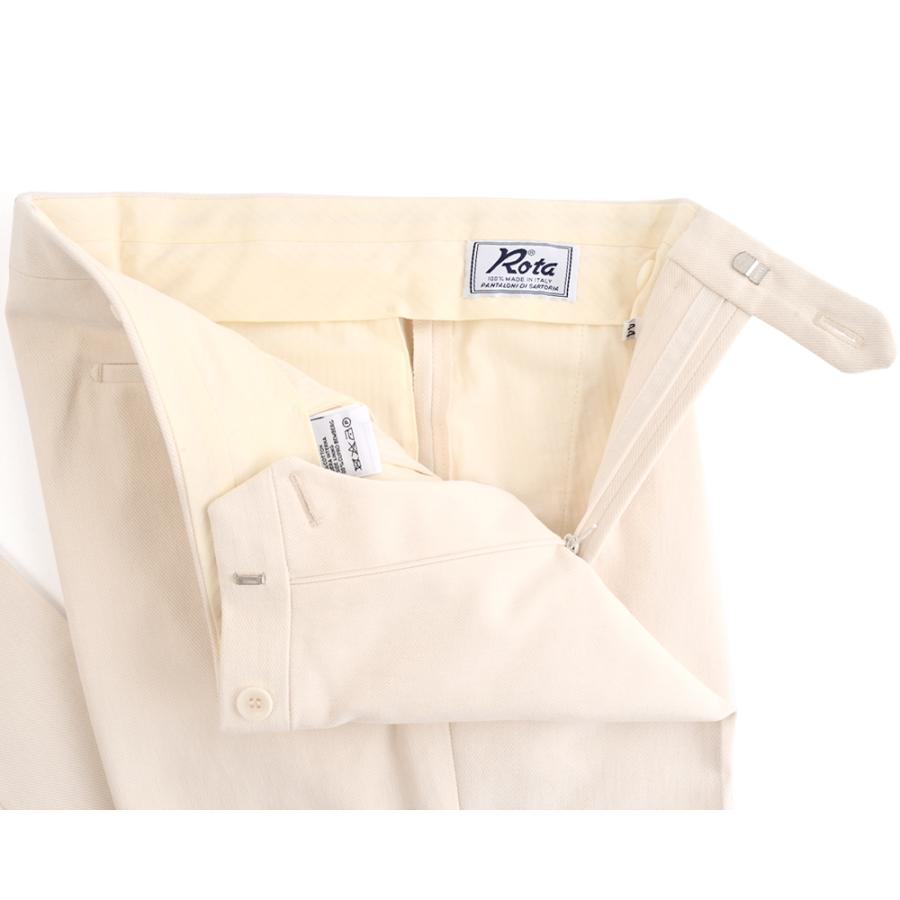 Rota ロータ ・1プリーツ ブラッシュドコットンツイルパンツ ・mod. TOKYO / 1 / 2 / C ・col. IVORY アイボリー ・イタリア製 ・秋冬の画像