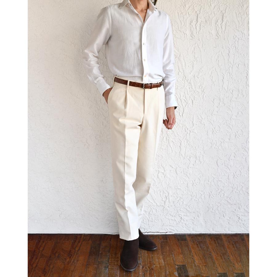 Rota ロータ ・1プリーツ ブラッシュドコットンツイルパンツ ・mod. TOKYO / 1 / 2 / C ・col. IVORY アイボリー ・イタリア製 ・秋冬の画像