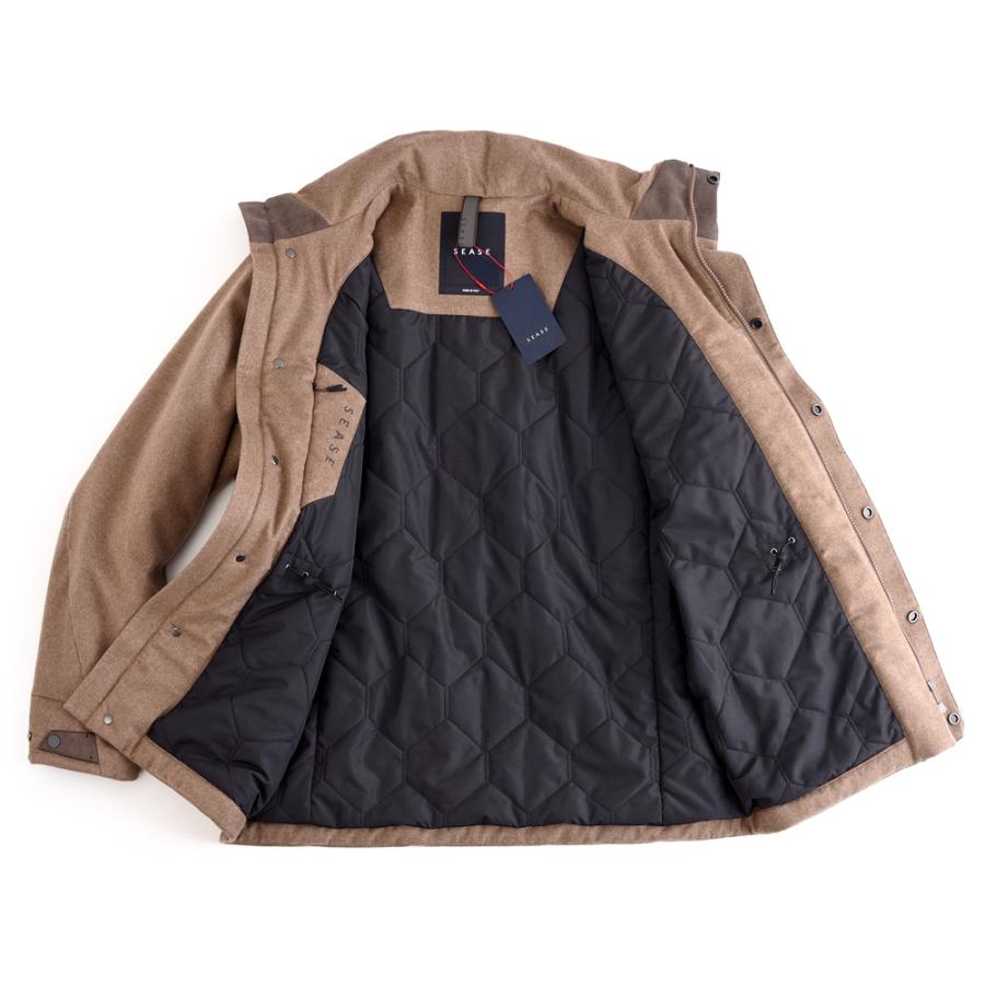 【francois‼️】SEASE シーズ カジュアルジャケット 48 SEASE シーズ ジャケット フード フーデッド 中綿 カシミヤ 耐水 防風 ジャケット・アウター
