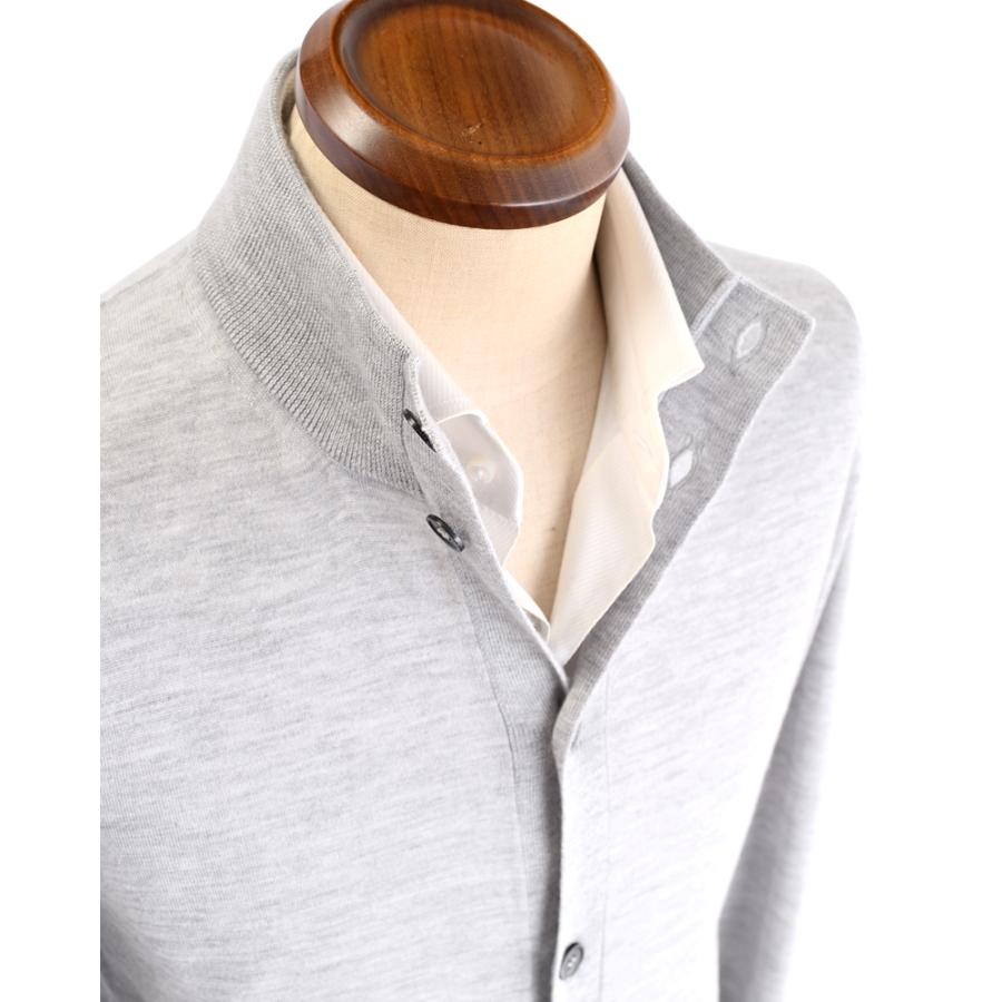Settefili Cashmere セッテフィーリ カシミア ・カシミヤシルク ハイネックカーディガン ・art. J9040GBF ・col. SIlver シルバーグレー ・イタリア製の画像
