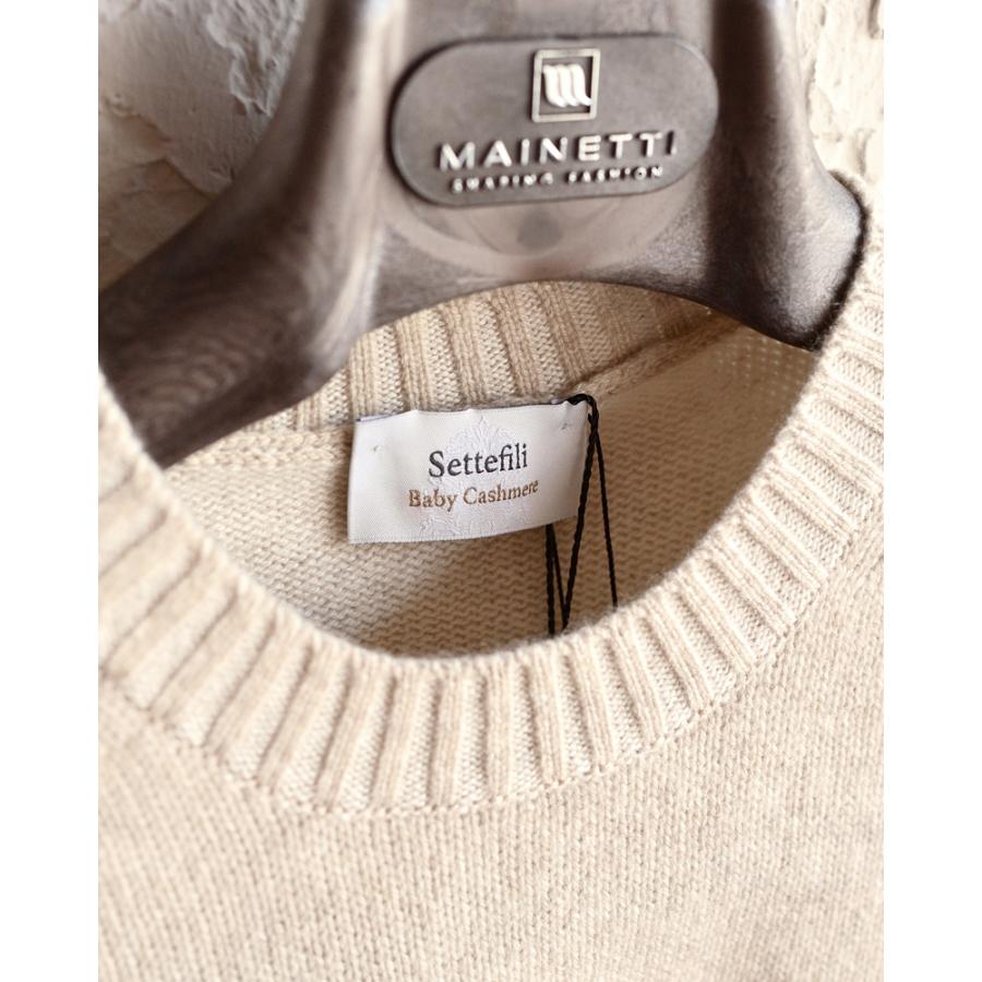 Settefili Cashmere セッテフィーリ カシミア ・ベビーカシミヤ 2プライ クルーネックニット ・art. 160/H BC ・col. ライトベージュ ・イタリア製の画像