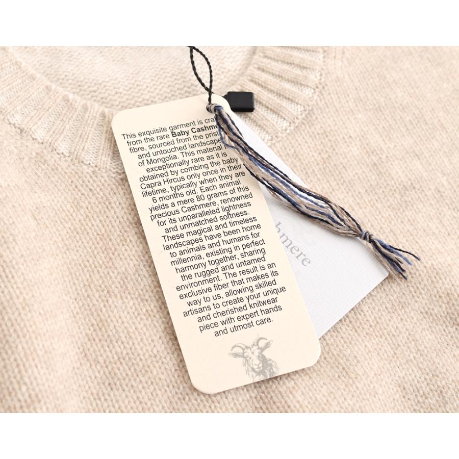 Settefili Cashmere セッテフィーリ カシミア ・ベビーカシミヤ 2プライ クルーネックニット ・art. 160/H BC ・col. ライトベージュ ・イタリア製の画像