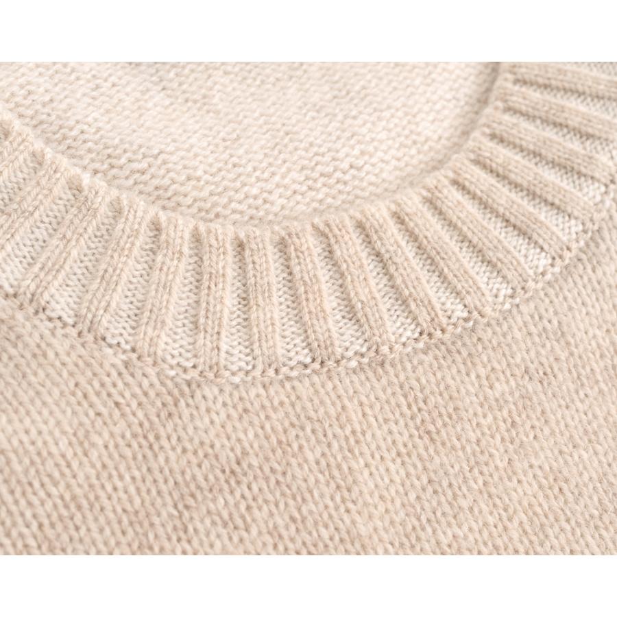 Settefili Cashmere セッテフィーリ カシミア ・ベビーカシミヤ 2プライ クルーネックニット ・art. 160/H BC ・col. ライトベージュ ・イタリア製の画像