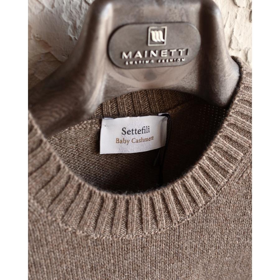 Settefili Cashmere セッテフィーリ カシミア ・ベビーカシミヤ 2プライ クルーネックニット ・art. 160/H BC ・col. Brown ブラウン ・イタリア製の画像