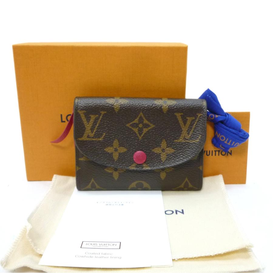 【美品】　現行品　ポルトモネ　ロザリ　モノグラム　フューシャ　箱保存袋 美品】 現行品 ポルトモネ ロザリ モノグラム フューシャ 箱保存