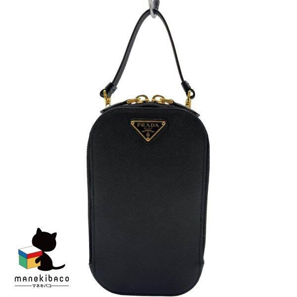 【美品✨正規品 PRADA】 巾着バッグ　ポーチ　サフィアーノレザー PRADA（プラダ） 美品 サフィアーノ レザー 2way 2WAY フォンポーチ