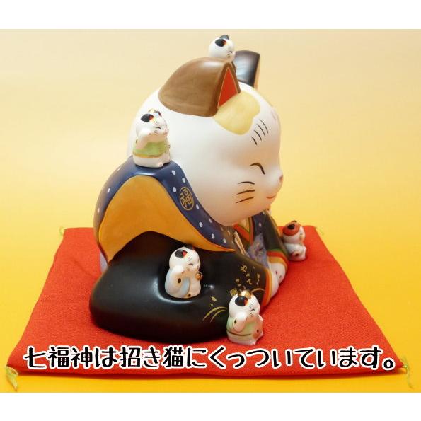 特大 招き猫 七福神 置物 開店 祝い 居酒屋 プレゼント カフェ レストラン 美容室 贈り物　 商売繁盛 【七福神福助招き猫（大）】_1