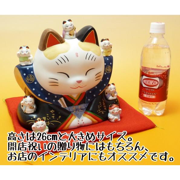 特大 招き猫 七福神 置物 開店 祝い 居酒屋 プレゼント カフェ レストラン 美容室 贈り物　 商売繁盛 【七福神福助招き猫（大）】_3