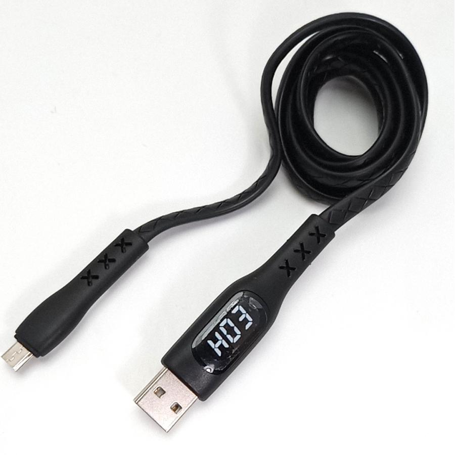 マイクロUSB microUSB 充電ケーブル 切りタイマー 出力スクリーン 電圧・電流チェッカー 1m ブラック AD-3629 : まねき ...