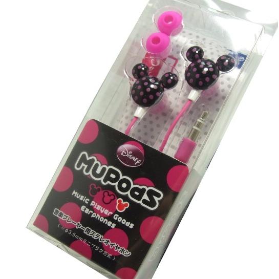 Mupods 水玉 ステレオイヤホン ブラックxピンクドット : まねきや