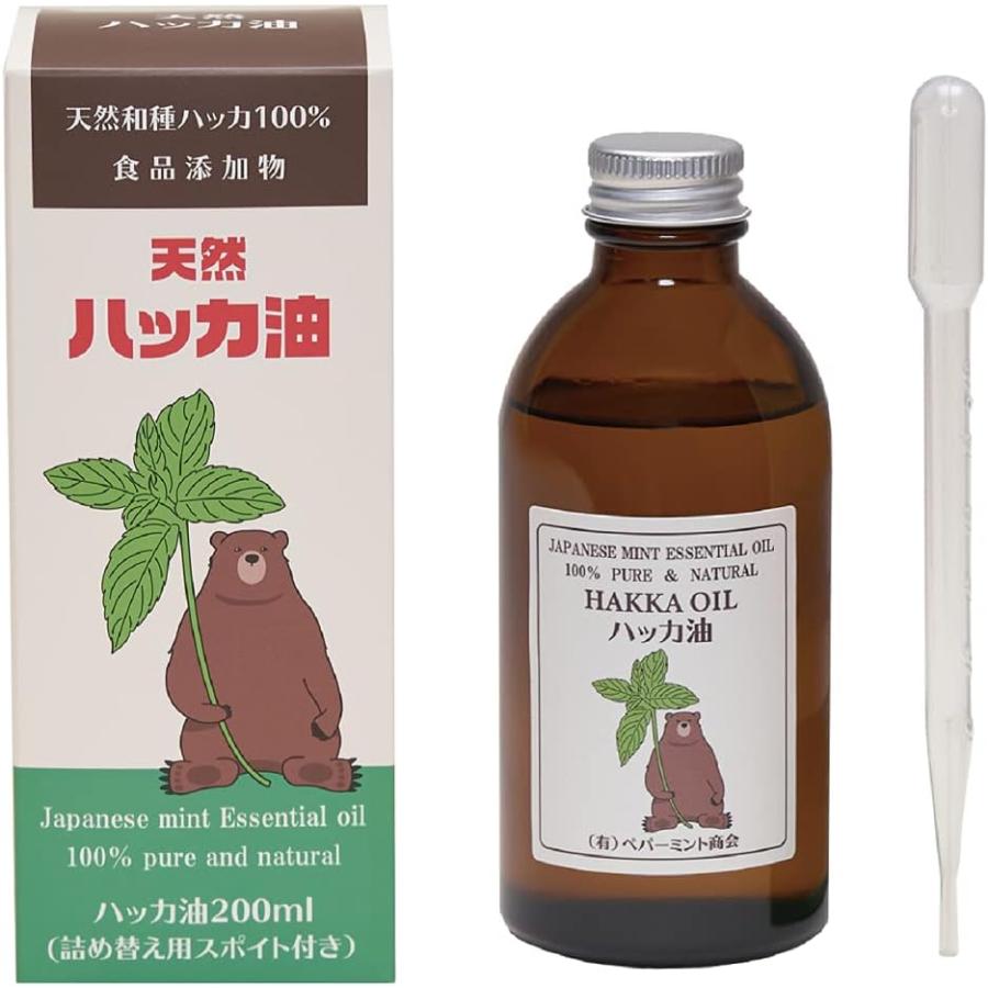 ペパーミント商会 天然 ハッカ油 200ml 詰め替え用 スポイト付 虫除け 駆除 害虫対策 夏 アロマ の商品画像
